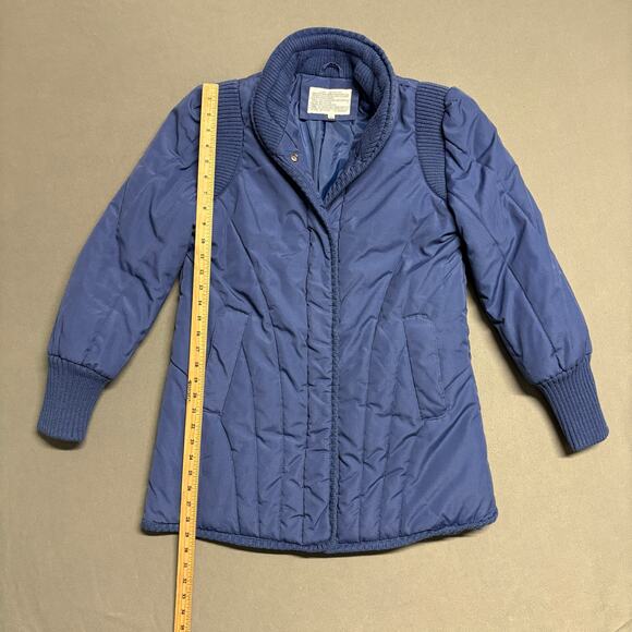 Vintage Quilted Snap Button Jacket‎ Size 10 Blue Women's Winter Coat - Picture 6 of 9